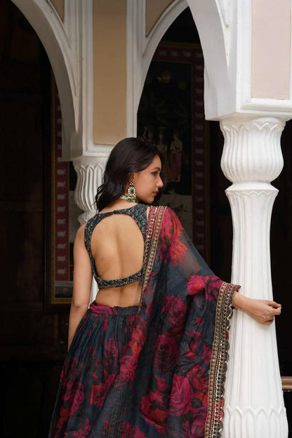 Black Color Tabby Organza Sequence Lehenga Choli