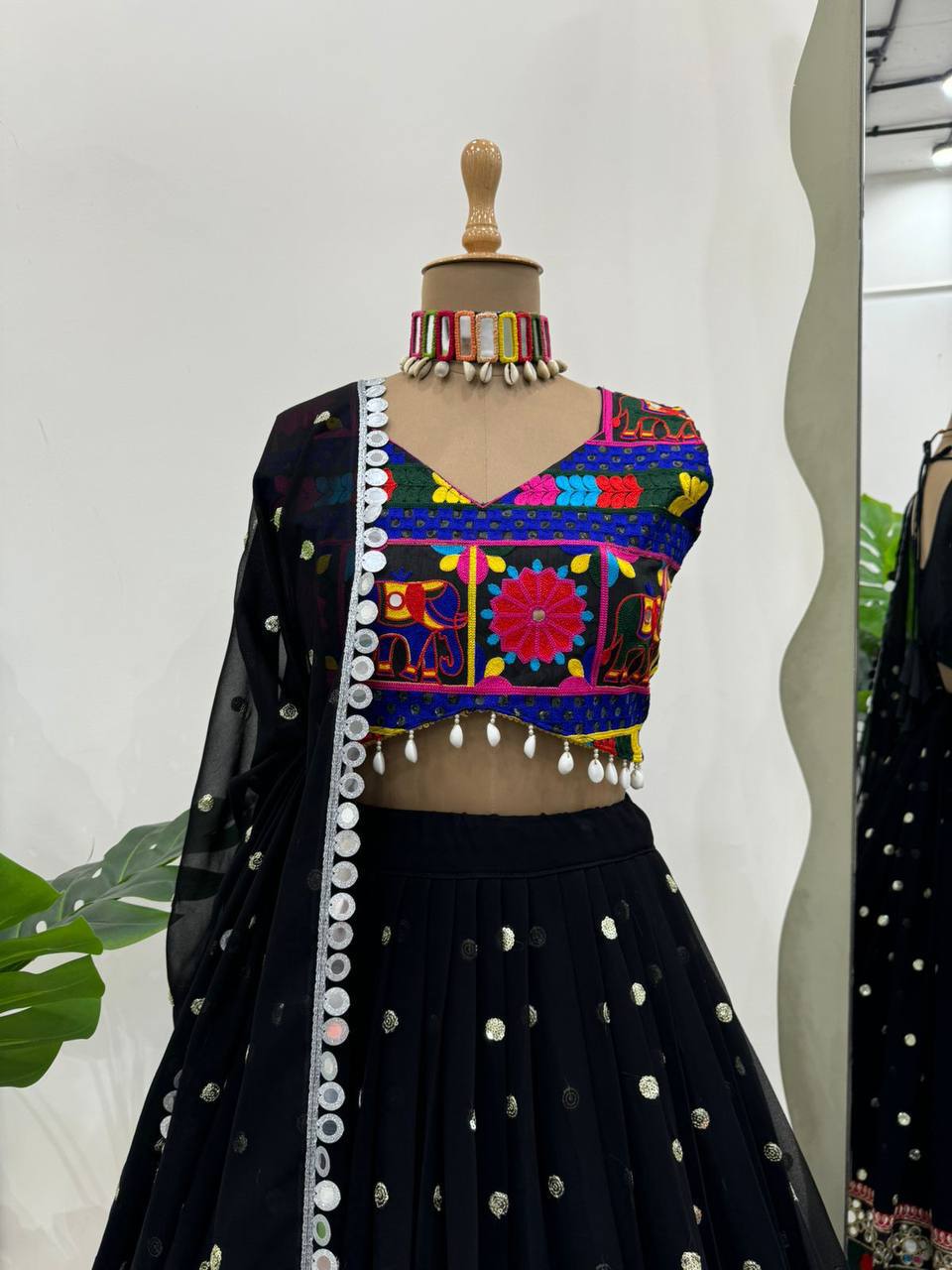 Latest Georgette Chine Stitch Kodi Work Lehenga Choli