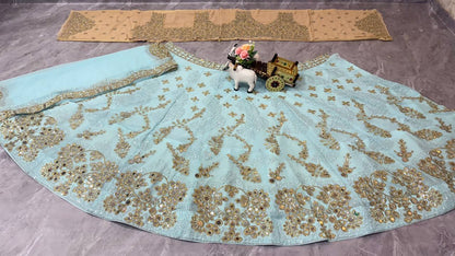 Skyblue Net Lehenga Choli For Women