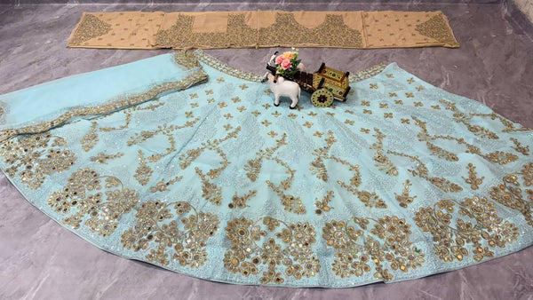 Skyblue Net Lehenga Choli For Women