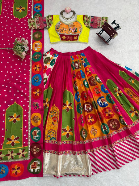 Multi Color American Crape Digital Printed Lehenga Choli