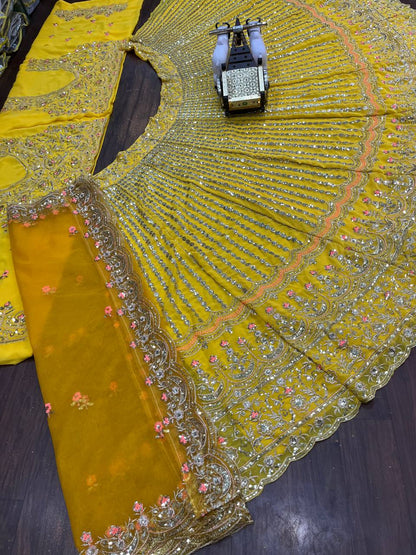 Fox Georgette Semi-Stitched Lehenga Choli with All-Over Sequins Embroidery Work
