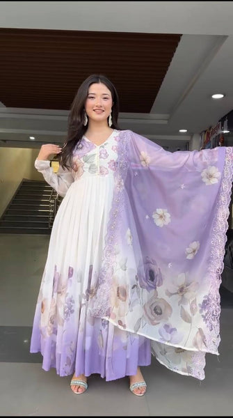 georgette anarkali sequence suit