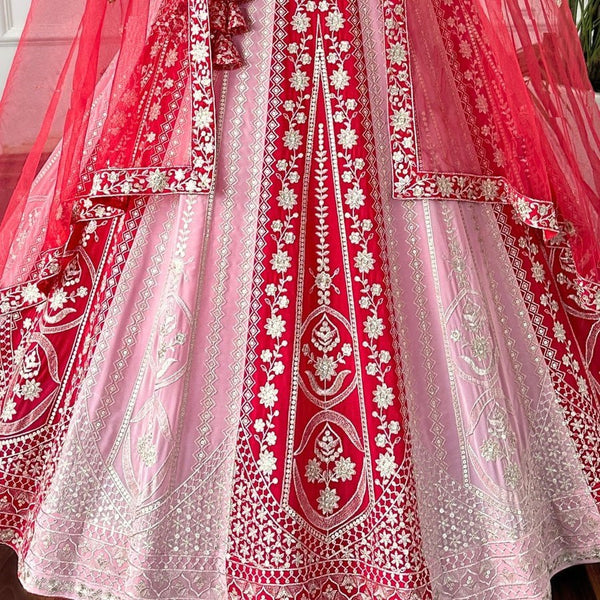 Latest Red Color Embroidery Georgette Lehnega Choli
