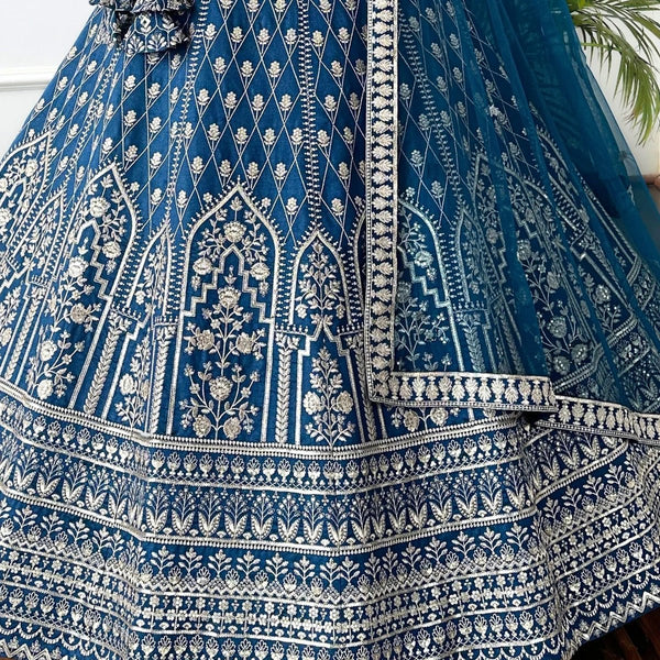 Wedding Wear Blue Color Georgette Lehenga Choli