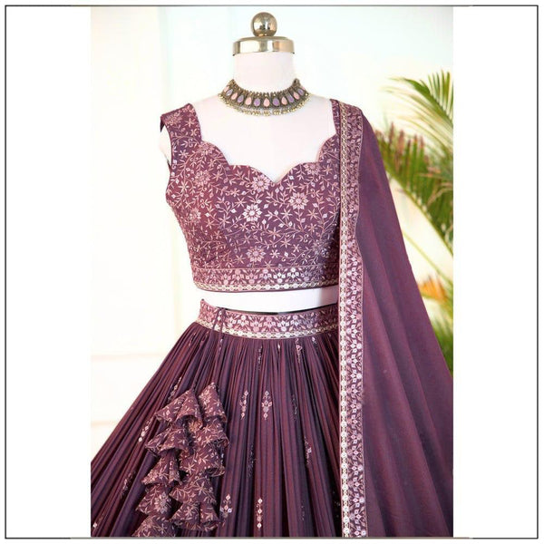 Rose Brown Color Georgette Sequence Lehenga Choli