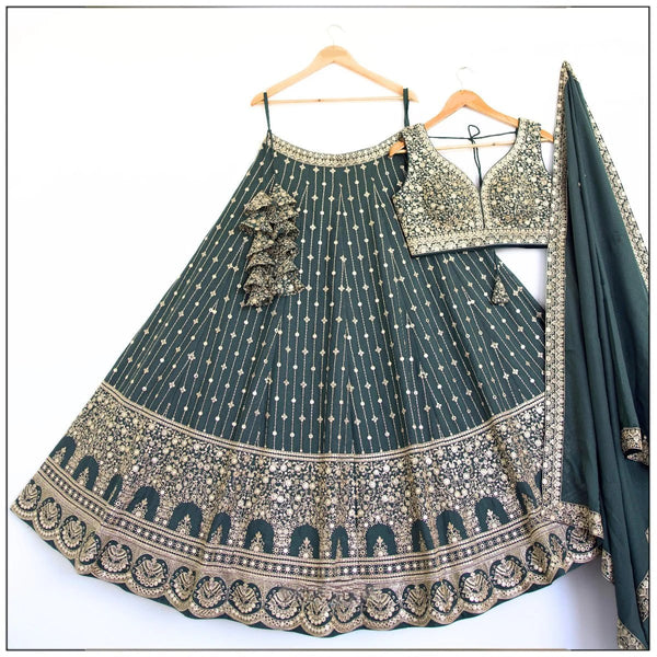 Grey Color Georgette Embroidery Lehenga Choli