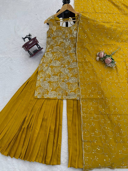 Latest Simmer Silk Kurta Sharara Dupatta