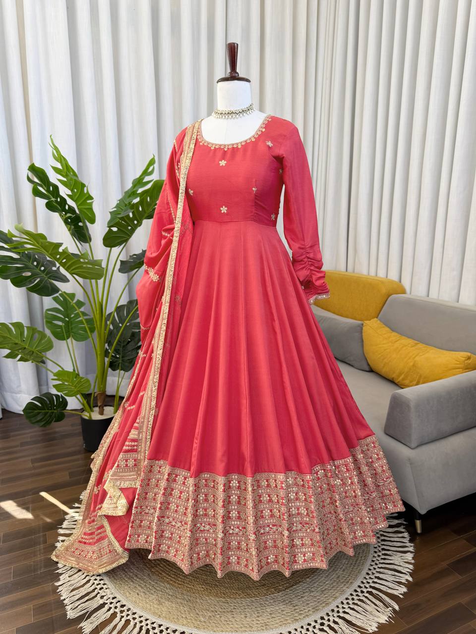 Chinon Silk Anarkali Suit