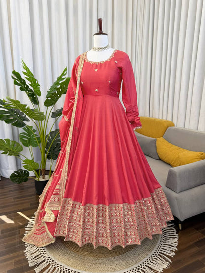 Chinon Silk Anarkali Suit