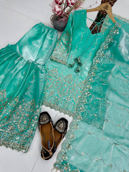 FANCY TOP SHARARA DUPATTA SET