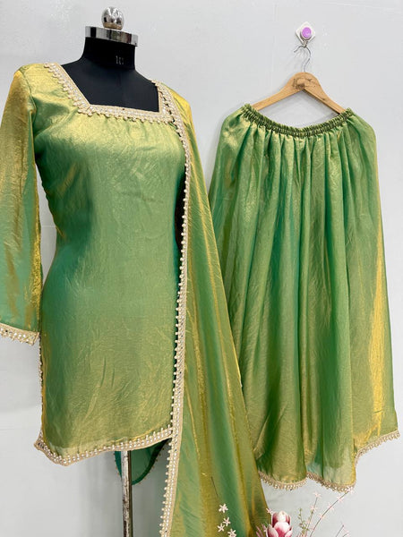 Premium Rani Pink Fendy Silk Palazzo Set