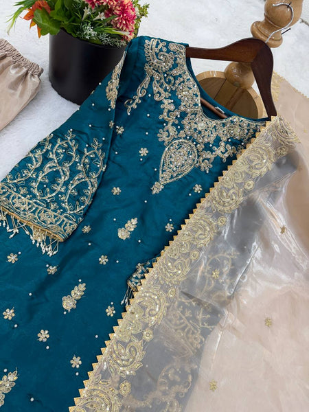 Silk Embroidered Sharara Set