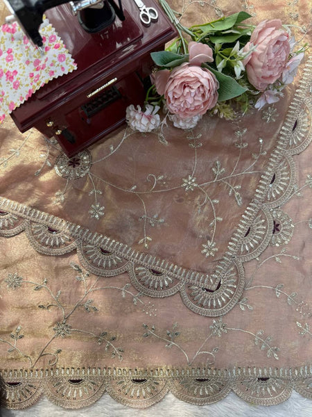 Exquisite Heavy Fendy Silk Saree with Intricate Thread & Sequence Work