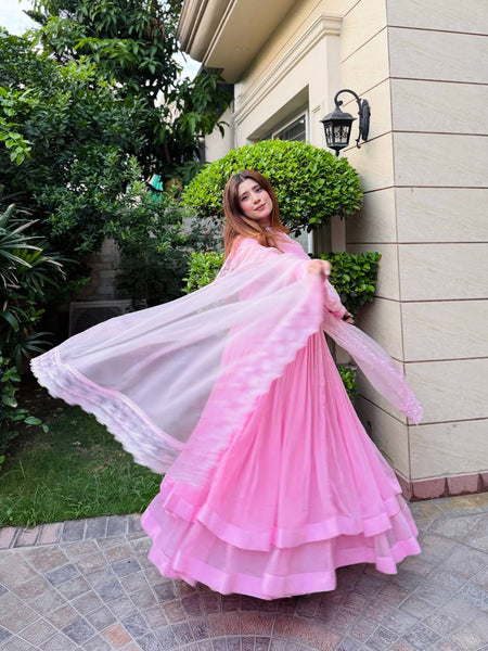 Exquisite Faux Georgette Top &amp; Palazzo Set with Organza Silk Dupatta