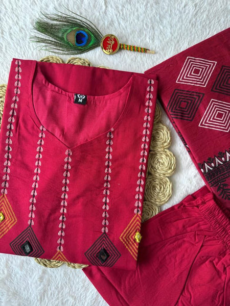 Cherry Hand Block Printed Pure Cotton Suit Set