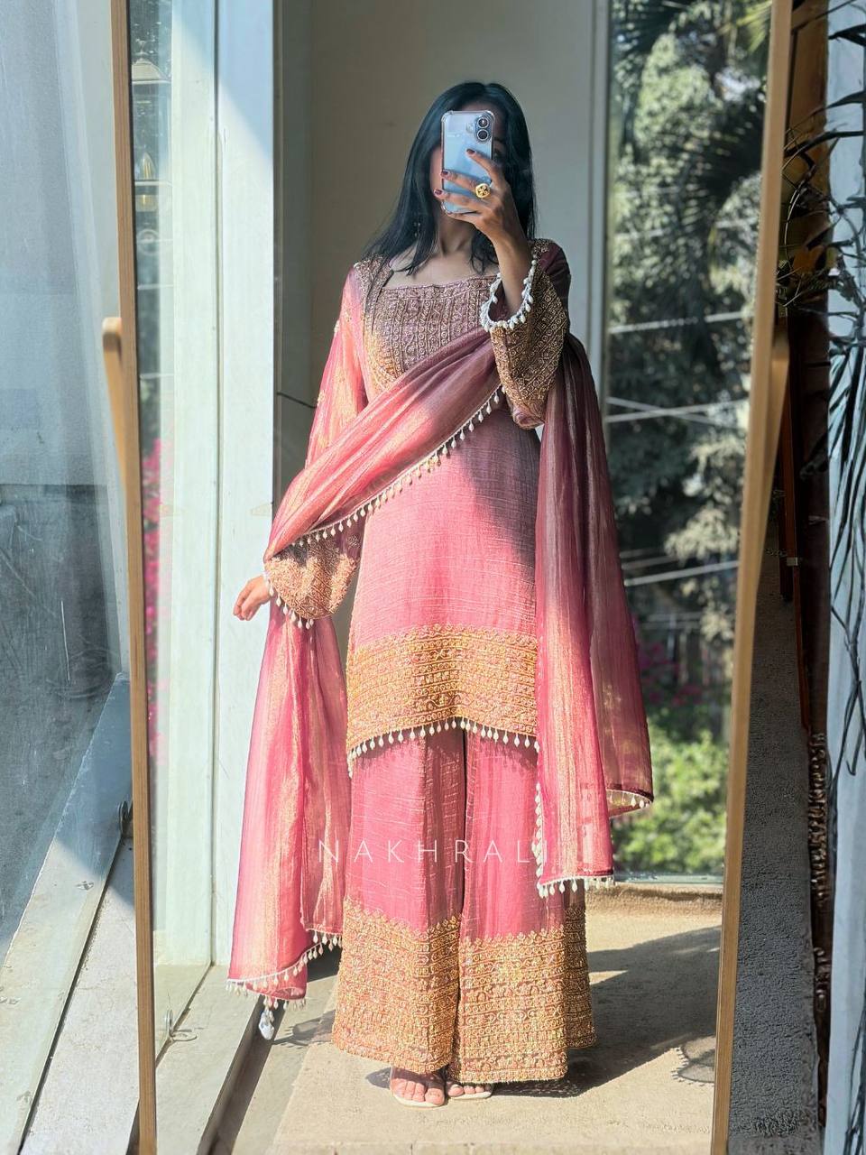 Fendy Silk Embroidered Sharara Set