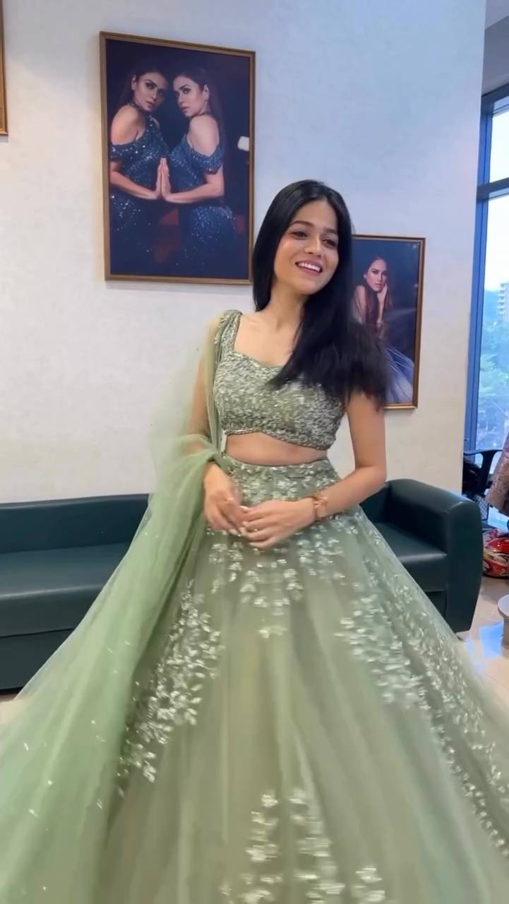 Butterfly Net Lehenga Choli with Sequence Coding Work - 4.5M Flair, Size 44