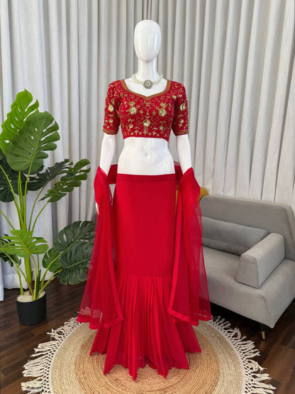 Exquisite Faux Georgette Lehenga Saree Set