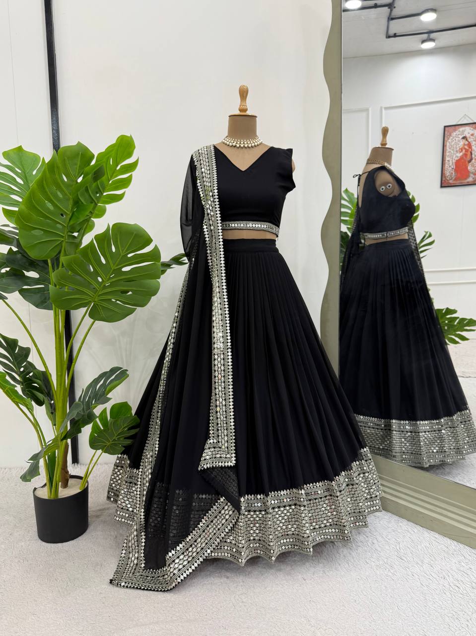 Exquisite Faux Georgette Embroidered Lehenga Choli Set