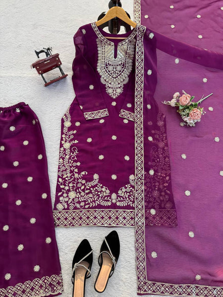 Exquisite JMC Silk Thread-Work Suit Set
