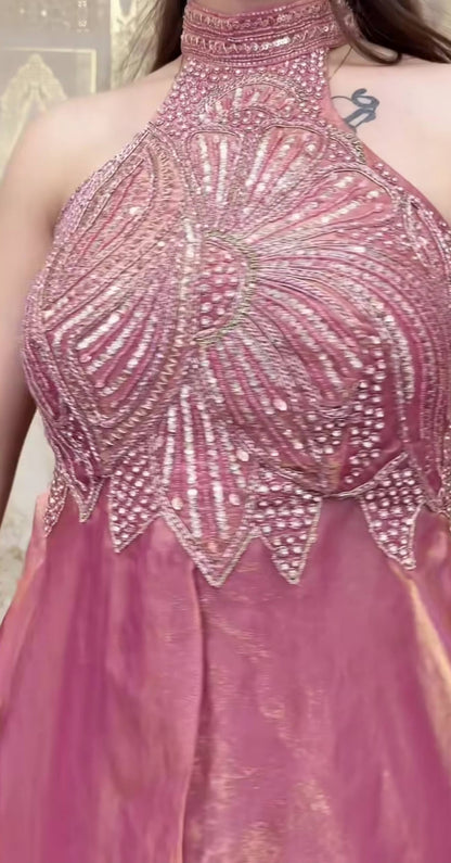 Exquisite Fandy Silk Handcrafted Sharara Set