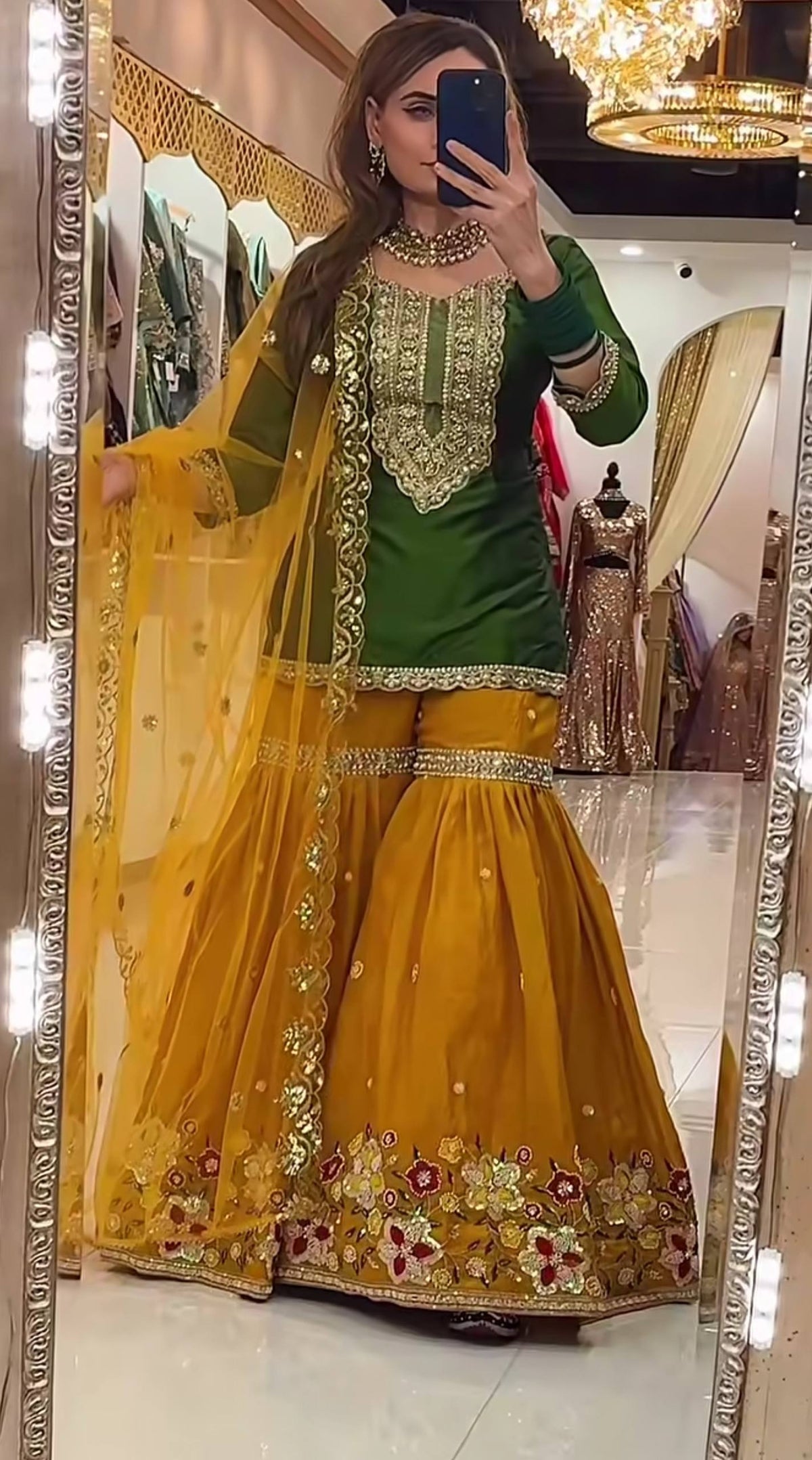 Exquisite Faux Georgette Embroidered Sharara Set
