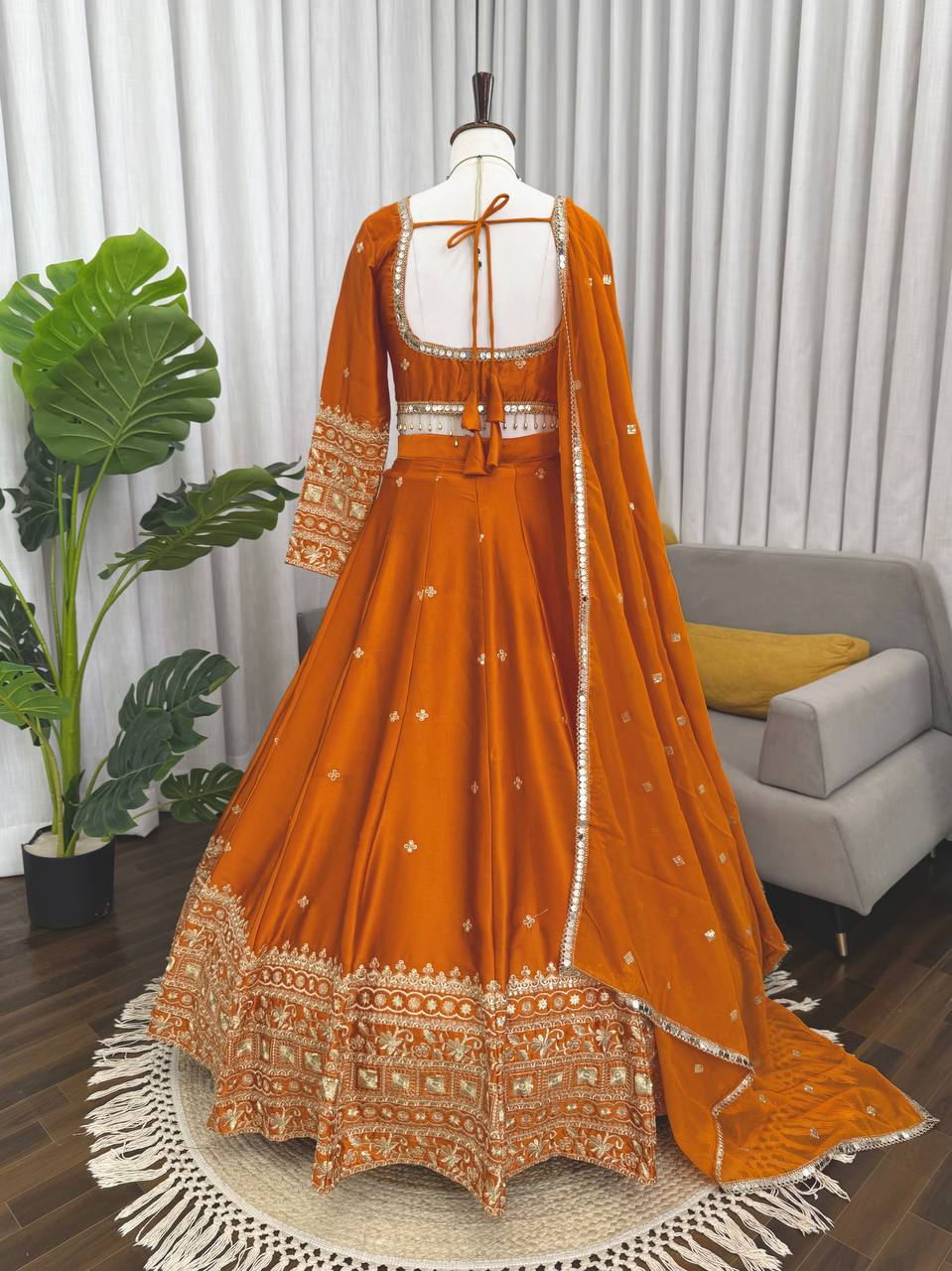 Exquisite Japan Satin Lehenga Choli with Sequence Embroidery