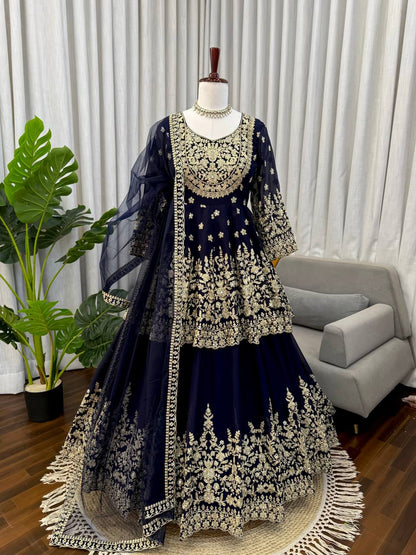 Exquisite Faux Georgette Embroidered Lehenga Choli Set