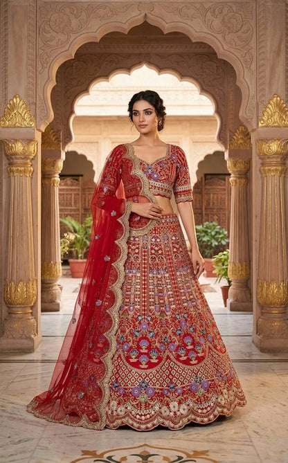 Designer Mono Satin Silk Lehenga Choli with Coding Sequins Cut-Work
