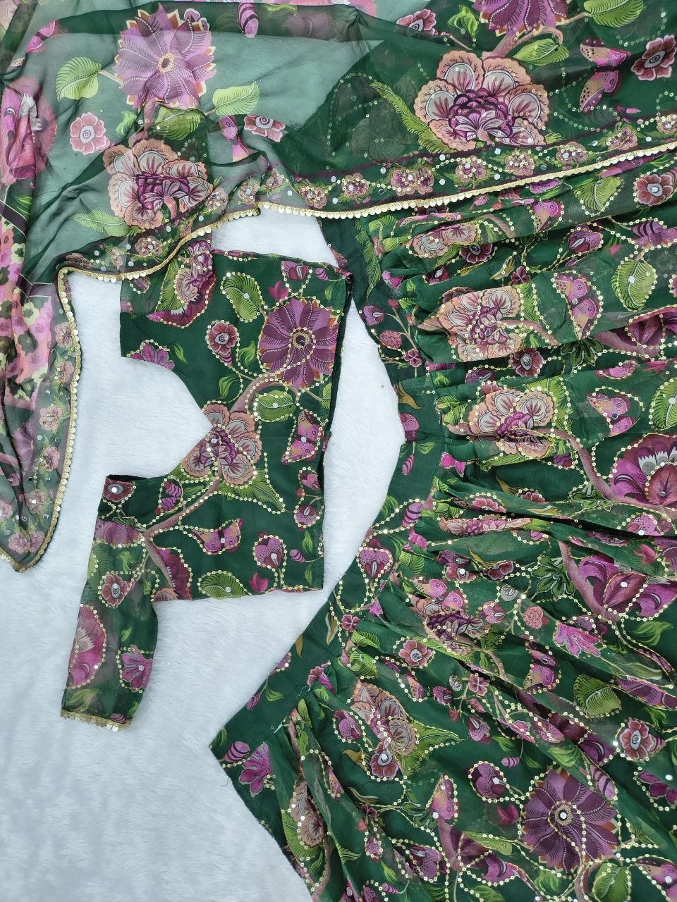 Premium Taby Silk Hand-Worked Lehenga Choli – Digital Floral Print