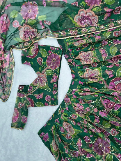 Premium Taby Silk Hand-Worked Lehenga Choli – Digital Floral Print