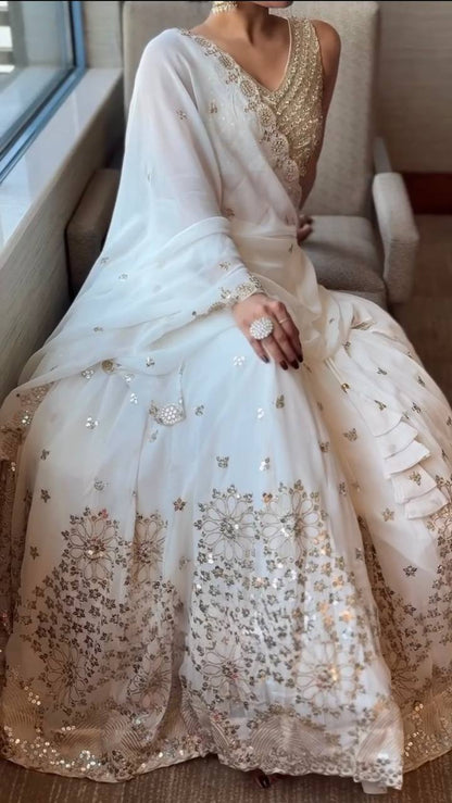 Elegant Faux Georgette Lehenga Choli with Sequence Thread Work