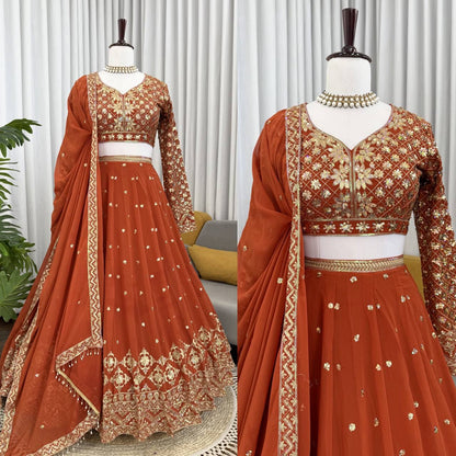 Premium Foux Georgette Lehenga Choli with Intricate Embroidery