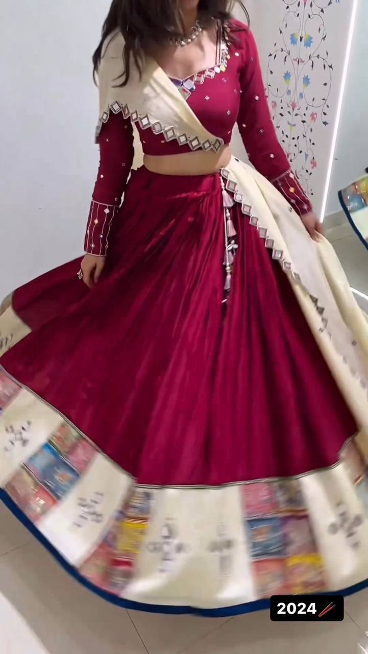 Premium Rayon Digital Print Lehenga Choli with Real Mirror Work