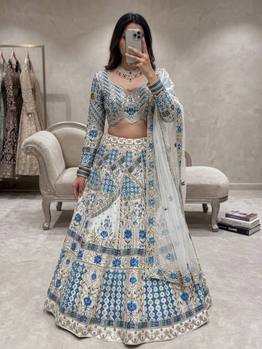 Premium Faux Georgette Lehenga Choli with Sequins Embroidery