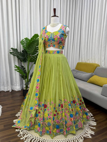 Elegant Tabby Organza Silk Lehenga Choli with Sequence Embroidery