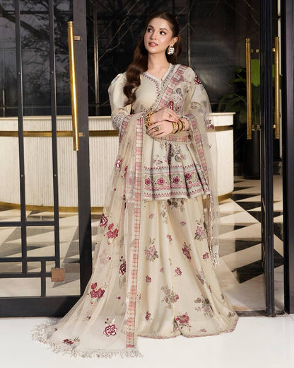 Heavy Natural Crepe Silk Peplum Top with Sharara & Dupatta Set