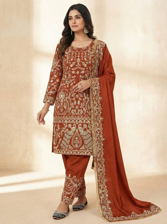 Premium Natural Crepe Silk Farshi Salwar Suit