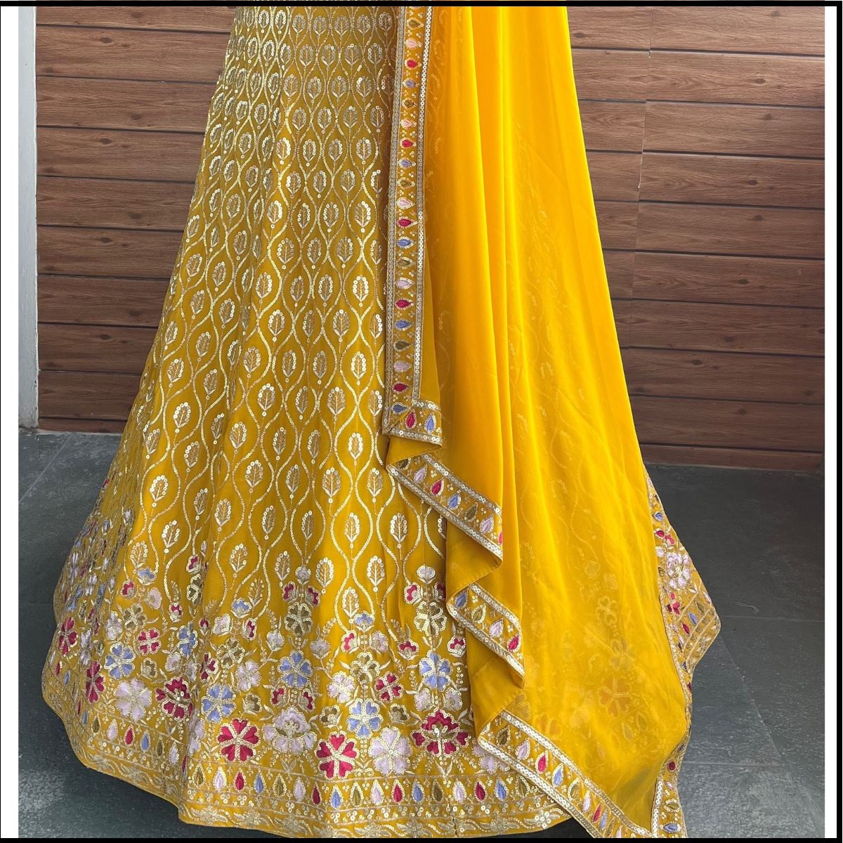 Heavy Faux Georgette Embroidered Lehenga Choli Set