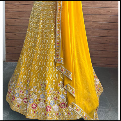 Heavy Faux Georgette Embroidered Lehenga Choli Set