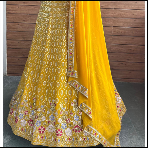 Heavy Faux Georgette Embroidered Lehenga Choli Set