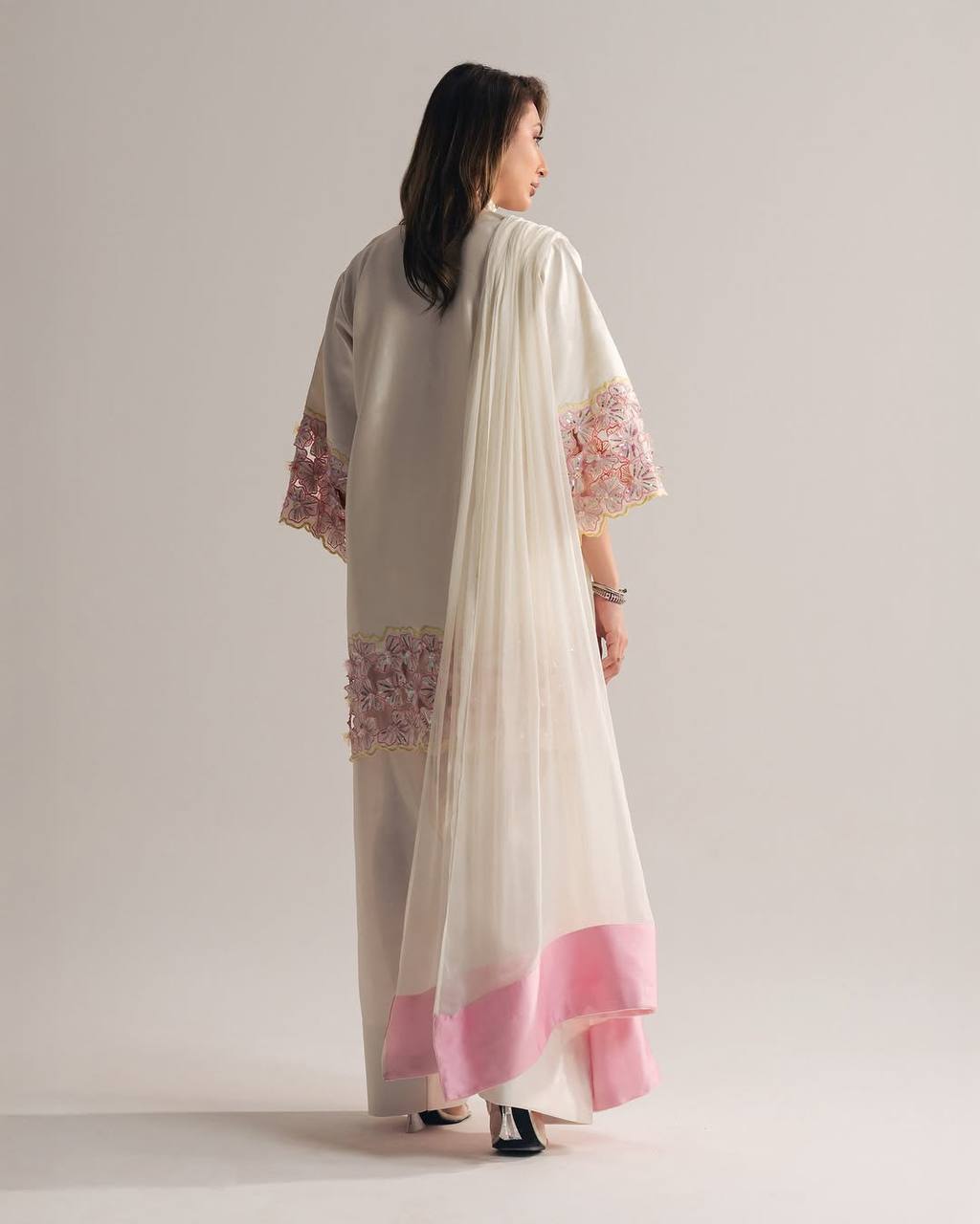 Premium Hand-Embellished Crepe Silk Farshi Suit Set