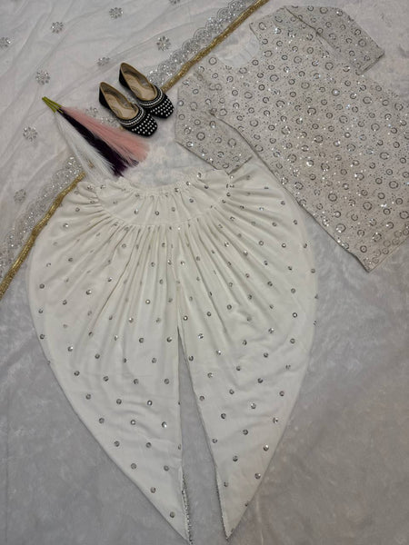 Elegant Blooming Faux Georgette Dhoti Salwar Suit Set