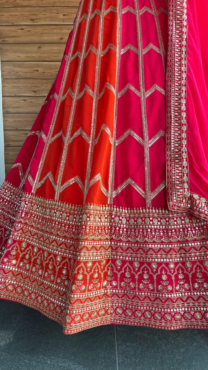 Premium Faux Georgette Embroidered Lehenga Choli Set