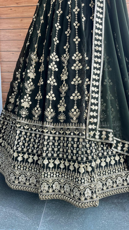 Royal Sequin Jari Embroidered Georgette Lehenga Set
