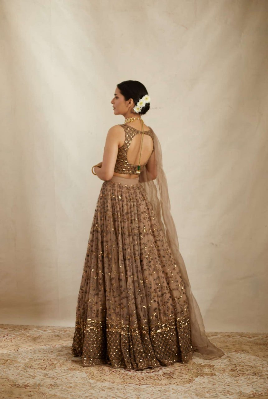 Premium Embroidered Sequins Net Lehenga Choli Set