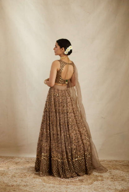 Premium Embroidered Sequins Net Lehenga Choli Set
