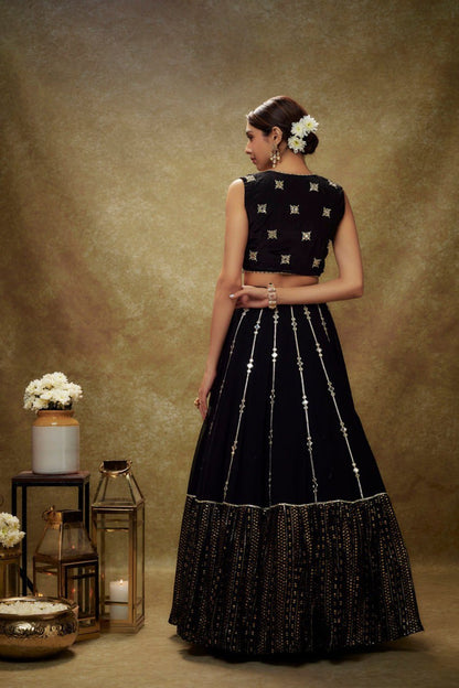 Royal Georgette Sequins Mirror Work Lehenga Choli Set