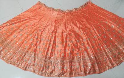 Premium Devsena Silk Orange Lehenga Choli Set